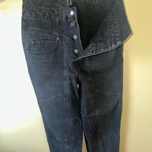 Black washed denim jeans with buttons zip